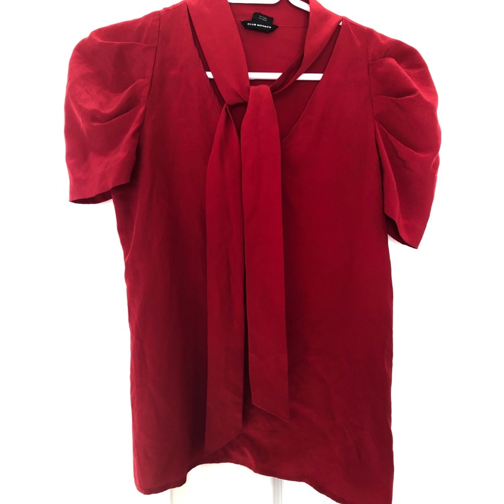 Club Monaco red silk blouse